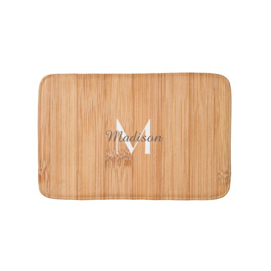 Rol lichtbruin bamboehout Monogram Badmat (Voorkant)