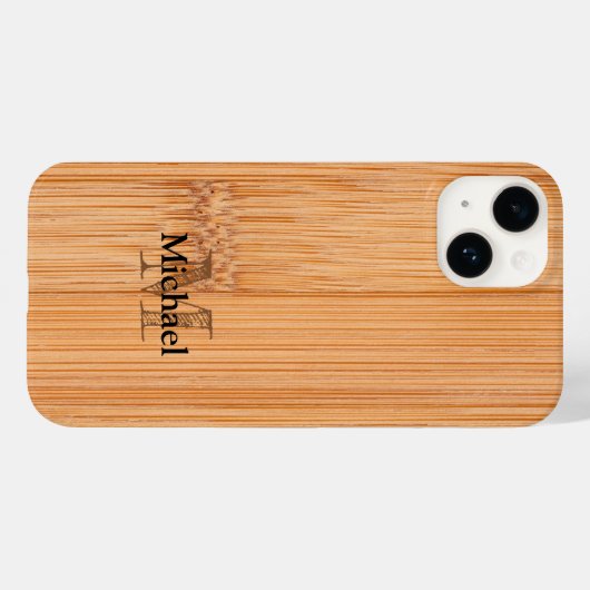 Rol lichtbruin bamboehout Monogram Case-Mate iPhone Case (Achterkant (horizontaal))