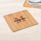 Rol lichtbruin bamboehout Monogram Kartonnen Onderzetters (Schuin)