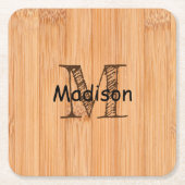 Rol lichtbruin bamboehout Monogram Kartonnen Onderzetters (Voorkant)