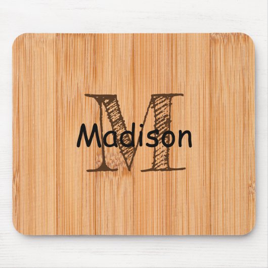 Rol lichtbruin bamboehout Monogram Muismat (Voorkant)