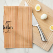 Rol lichtbruin bamboehout Monogram Theedoek (Quarter Fold)