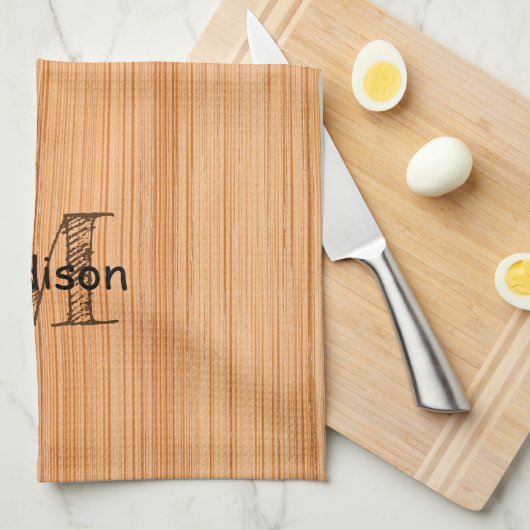 Rol lichtbruin bamboehout Monogram Theedoek (Quarter Fold)