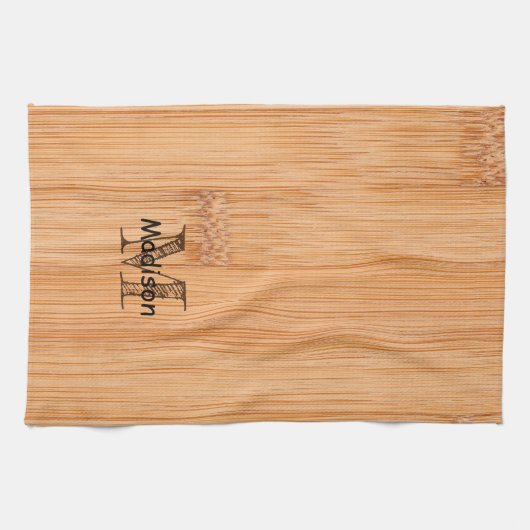 Rol lichtbruin bamboehout Monogram Theedoek (Horizontaal)