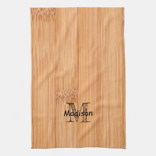 Rol lichtbruin bamboehout Monogram Theedoek (Verticaal)