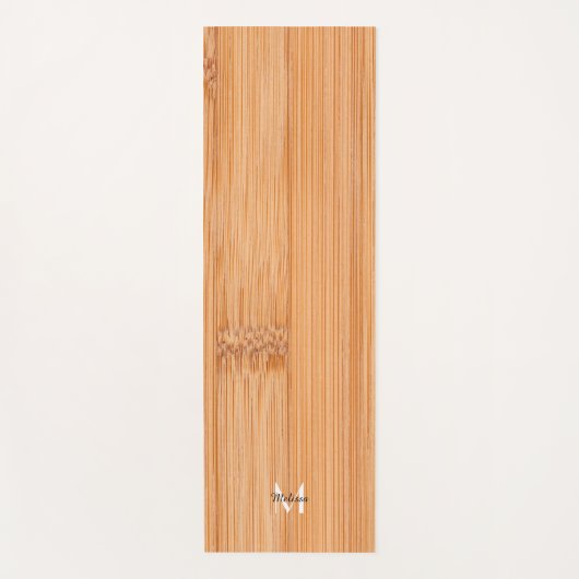 Rol lichtbruin bamboehout Monogram Yogamat (Voorkant)