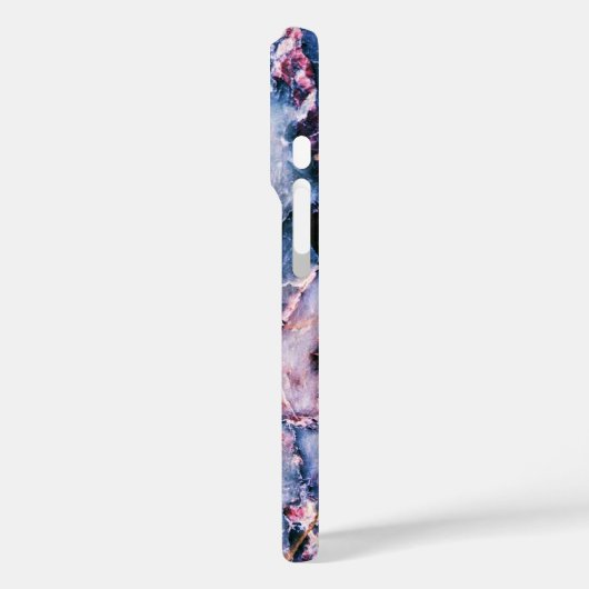 Rol marmer blauwe roze textuur wit Case-Mate iPhone case (Achterkant / Links)