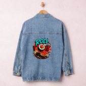 Rol met het – Grappig surfend sushi-ontwerp Denim Jacket (Hangar)