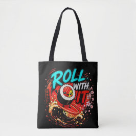 Rol met het – Grappig surfend sushi-ontwerp Tote Bag