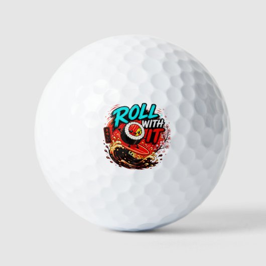 Rol met het – Grappig surfsushi-ontwerp Golfballen (Voorkant)