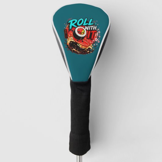 Rol met het – Grappig surfsushi-ontwerp Golfheadcover (Voorkant)
