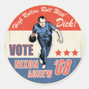 Rol met nixon ronde sticker
