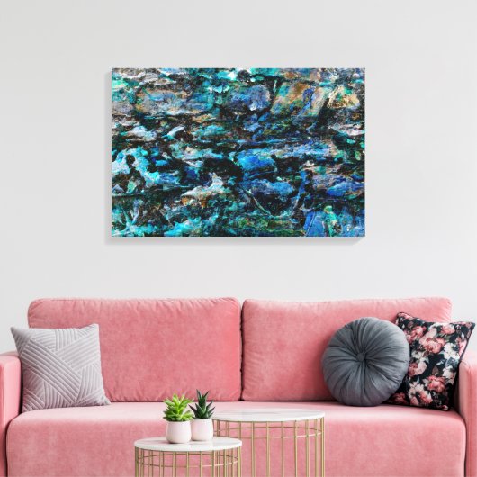 Rol, modern blauw verfoud ontwerp voor oude muurgr canvas afdruk (Insitu (Woonkamer))