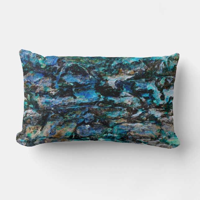 Rol, modern blauw verfoud ontwerp voor oude muurgr kussen (Voorkant)