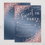 Rol modern diamantluxe roos goud, zoet 16 invi kaart (Voorkant / Achterkant)