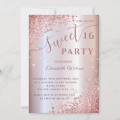 Rol modern diamantluxe roos goud, zoet 16 invi kaart (Voorkant)