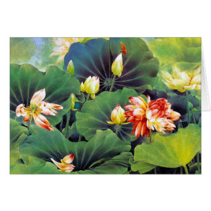 Rol mooie chinese lotusbloem groene bladkunst