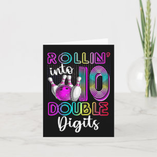 Rol naar 10 Dubbele Cijfers 10e Verjaardag Bowling Kaart