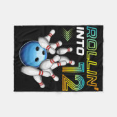 Rol naar 12 Retro Bowling Verjaardagsfeest 12e Ver Fleece Deken (Voorkant (Horizontaal))