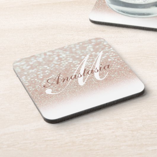 Rol, ongelofelijk, Roze Glitter-naam Bier Onderzetter (Linkerzijde)