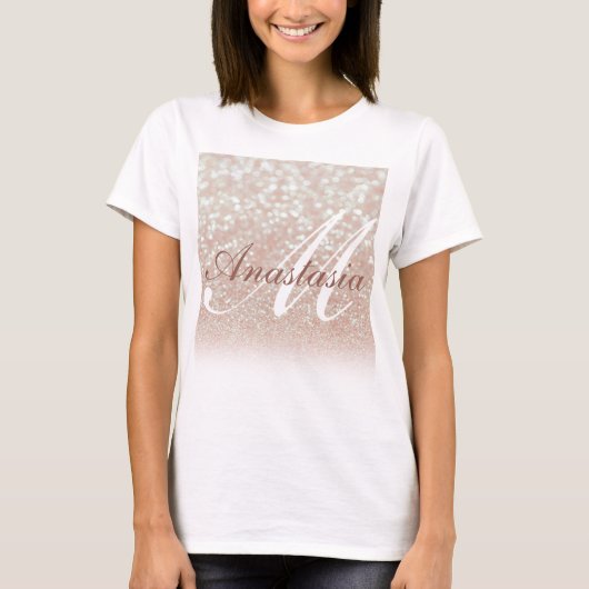 Rol, ongelofelijk, Roze Glitter-naam T-shirt (Voorkant)