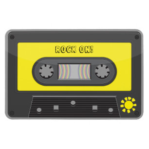 Rol op gele cassette met regenboogmagneet magneet