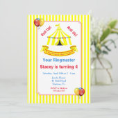 Rol op! Rol op! Circus verjaardagsfeestje geel Kaart (Staand voorkant)