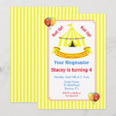 Rol op! Rol op! Circus verjaardagsfeestje geel Kaart (Voorkant / Achterkant)