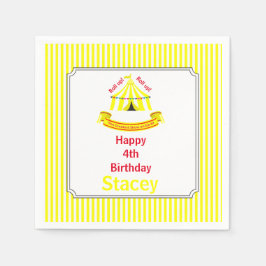 Rol op! Rol op! Circus verjaardagsfeestje geel Servet