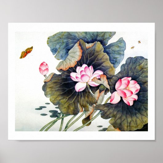 Rol-oraal chinese mooie lotus leaf butterf poster (Voorkant)