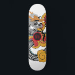 Rol Oranje zwarte drakenskateboard Persoonlijk Skateboard<br><div class="desc">Gepersonaliseerde gewaagde Aziatische kunstdrakenskateboard met uw initialen in het midden.</div>