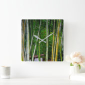 Rol, prachtig Bamboe Grove Green Yellow & Grey Vierkante Klok (Huis)