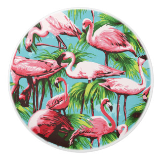 Rol Retro Roze flamingos Keramische Knop
