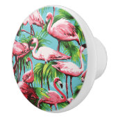 Rol Retro Roze flamingos Keramische Knop (Rechts)