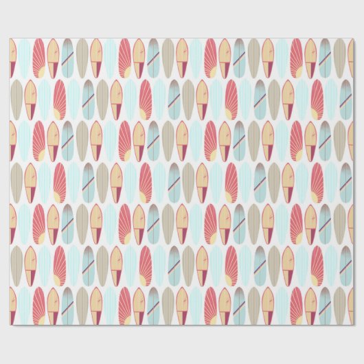 Rol, rood en blauw surfbord cadeaupapier (Vlak)