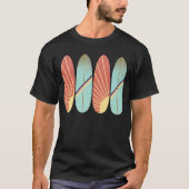 Rol, rood en blauw surfbord t-shirt (Voorkant)