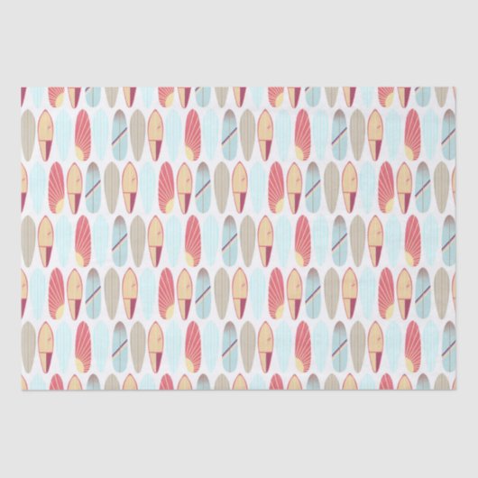 Rol, rood en blauw surfbord  tissuepapier (Voorkant)