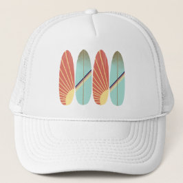 Rol, rood en blauw surfbord trucker pet