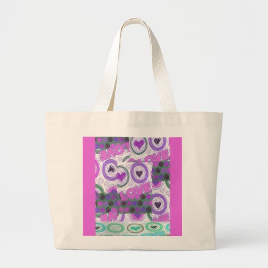 Rol Roze harten Grote Tote Bag (Voorkant)