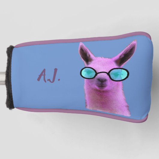 Rol Roze Llama! Golf Putter Head Hoesje Golfheadcover (Voorkant)
