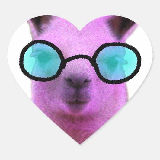 Rol Roze Llama! Hart Sticker (Voorkant)