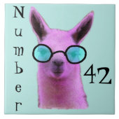 Rol Roze Llama! Nummer stapel Tegeltje (Voorkant)