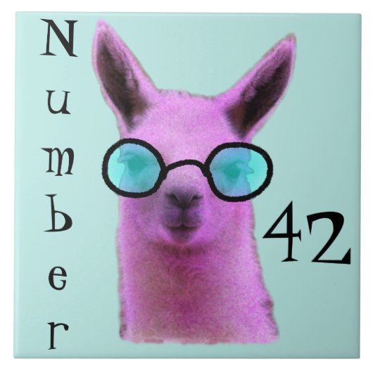 Rol Roze Llama! Nummer stapel Tegeltje (Voorkant)