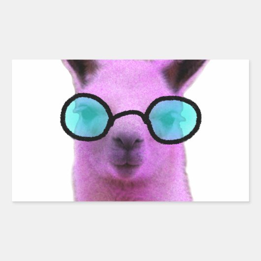 Rol Roze Llama! Rechthoekige Sticker (Voorkant)