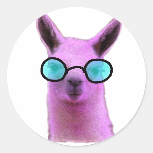 Rol Roze Llama! Ronde Sticker (Voorkant)