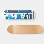 Rol skateboard met blauwe monstergraphics (Horizontaal)