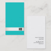 Rol Stijlvol Professioneel Monogram Turquoise Blue Visitekaartje (Voorkant / Achterkant)