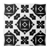 Rol stijlvol zwart en wit geometrisch patroon tegeltje (Voorkant)