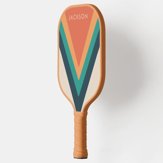Rol Stijlvolle Retro Stripes op maat Pickleball Paddle (Links)