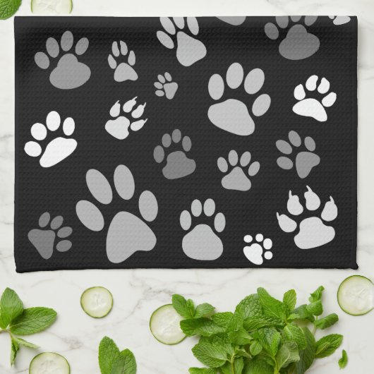 Rol, stijlvolle zwarte en witrijke verfafdrukken theedoek (Gevouwen)